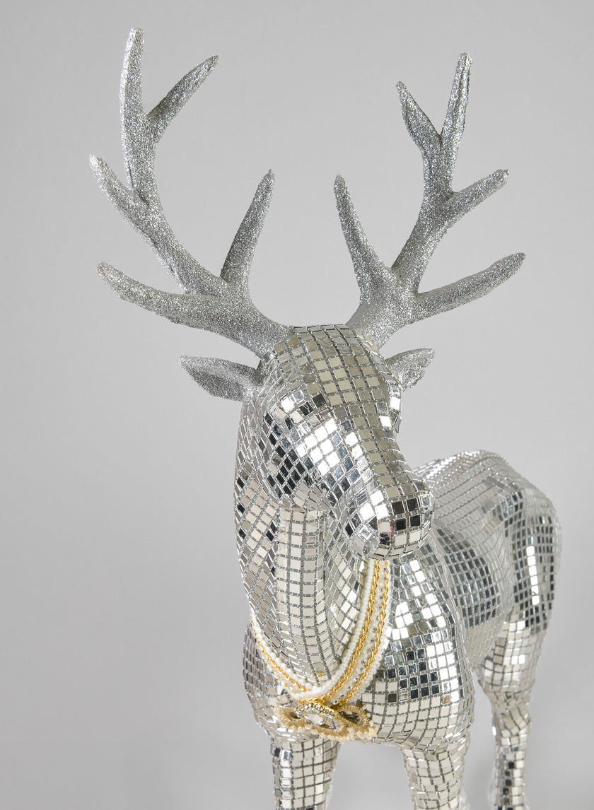 20in Tall Silver Standing Deer