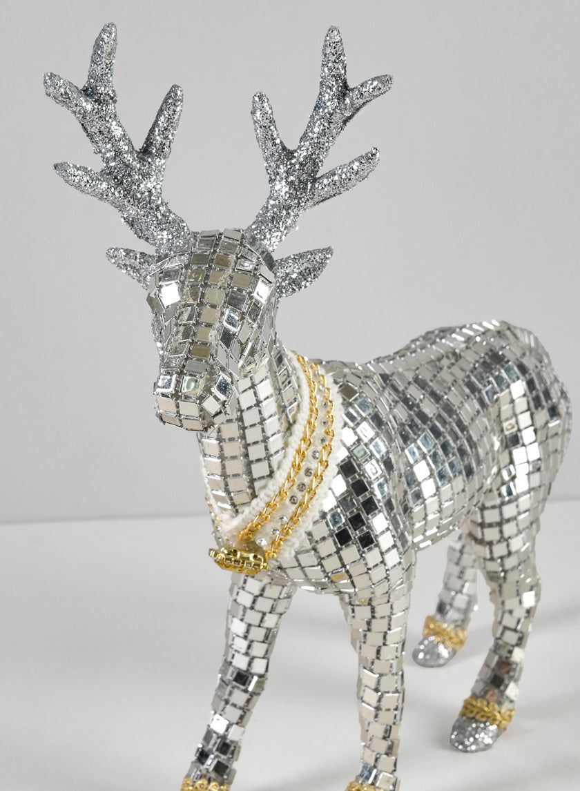 20in Tall Silver Standing Deer