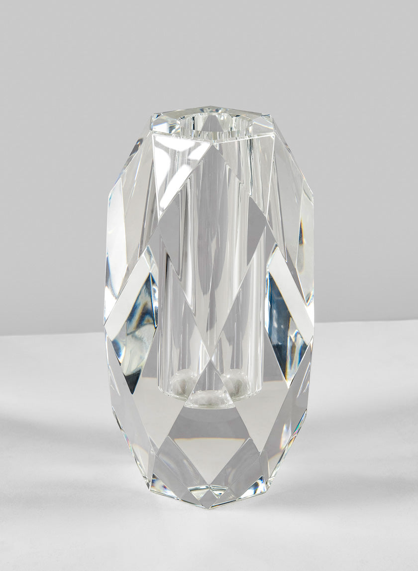 6in Tall Diamond Cut Crystal Glass Vase