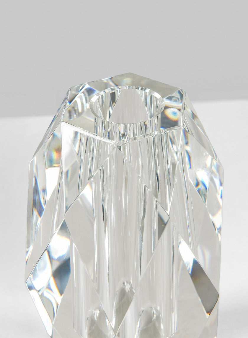 6in Tall Diamond Cut Crystal Glass Vase