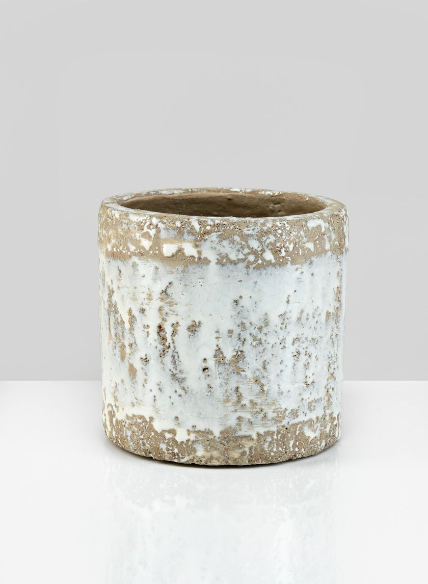 5.5in Tall Antique White Jardin Pot