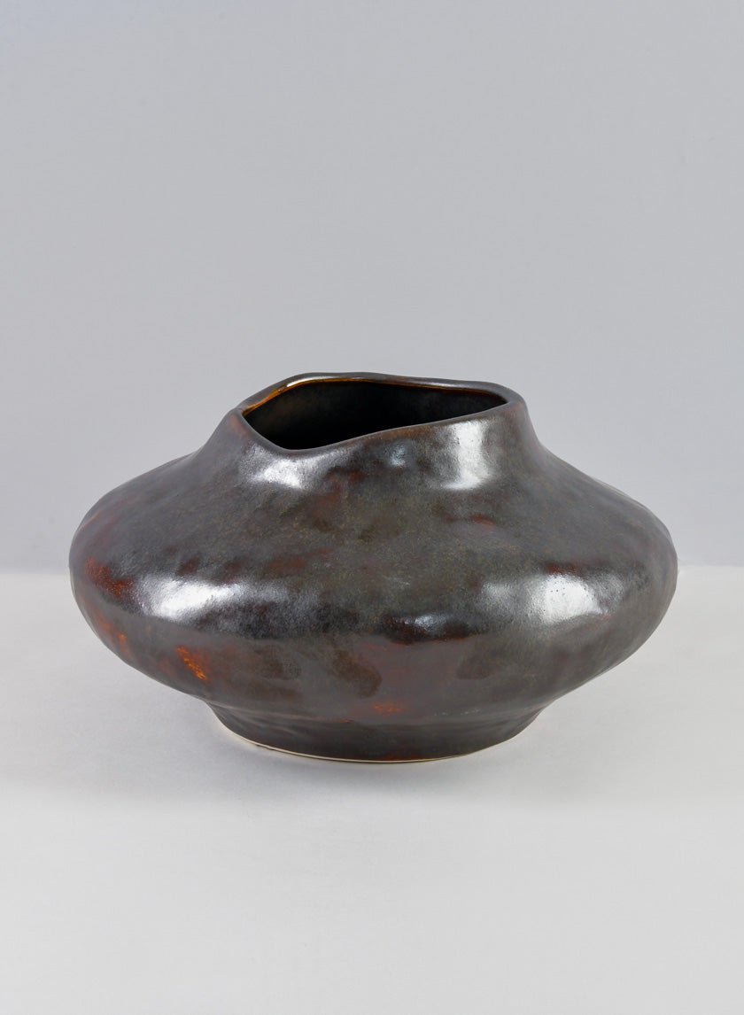 9in Wide Mashiko Aged Brown Artisan Bowl