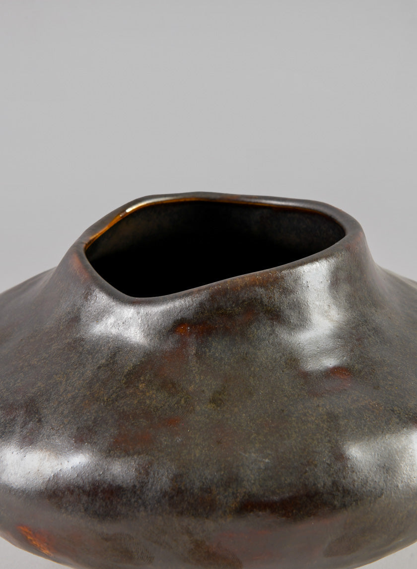 9in Wide Mashiko Aged Brown Artisan Bowl