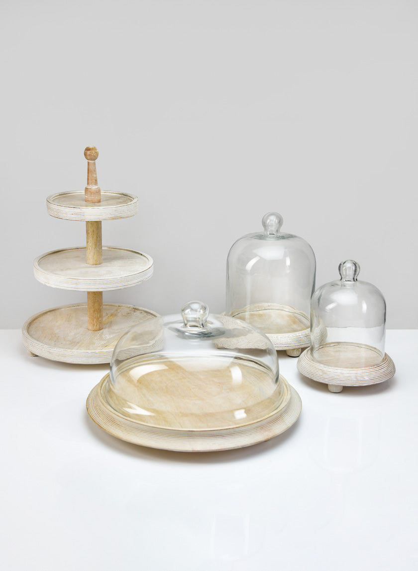 9.25in Tall La Boheme Glass Cloche with Wood Base