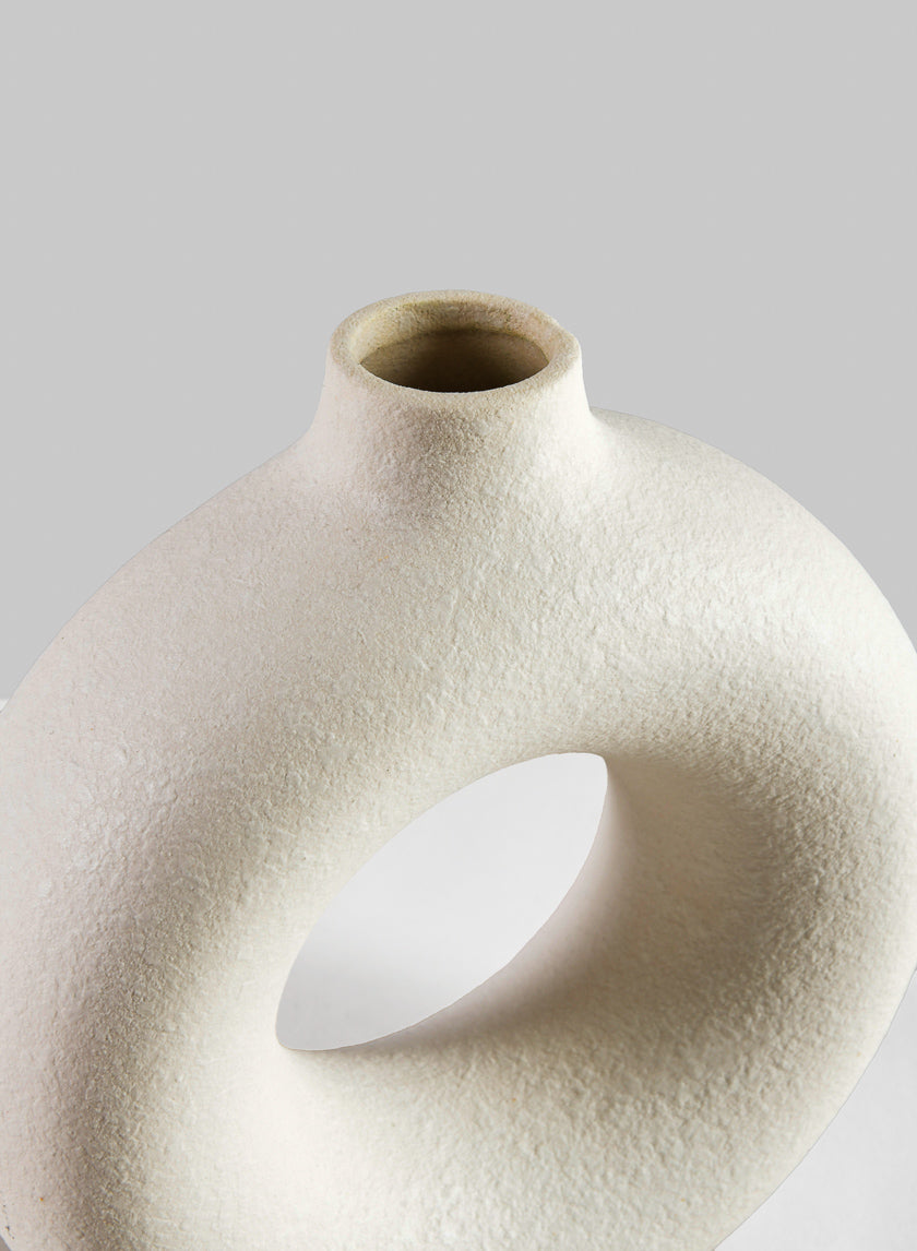 9.5in Tall Kei Vase Sand White