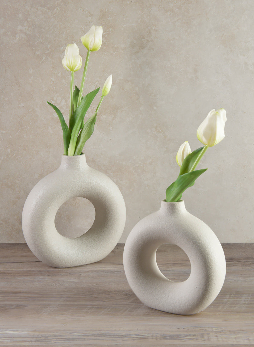 9.5in Tall Kei Vase Sand White