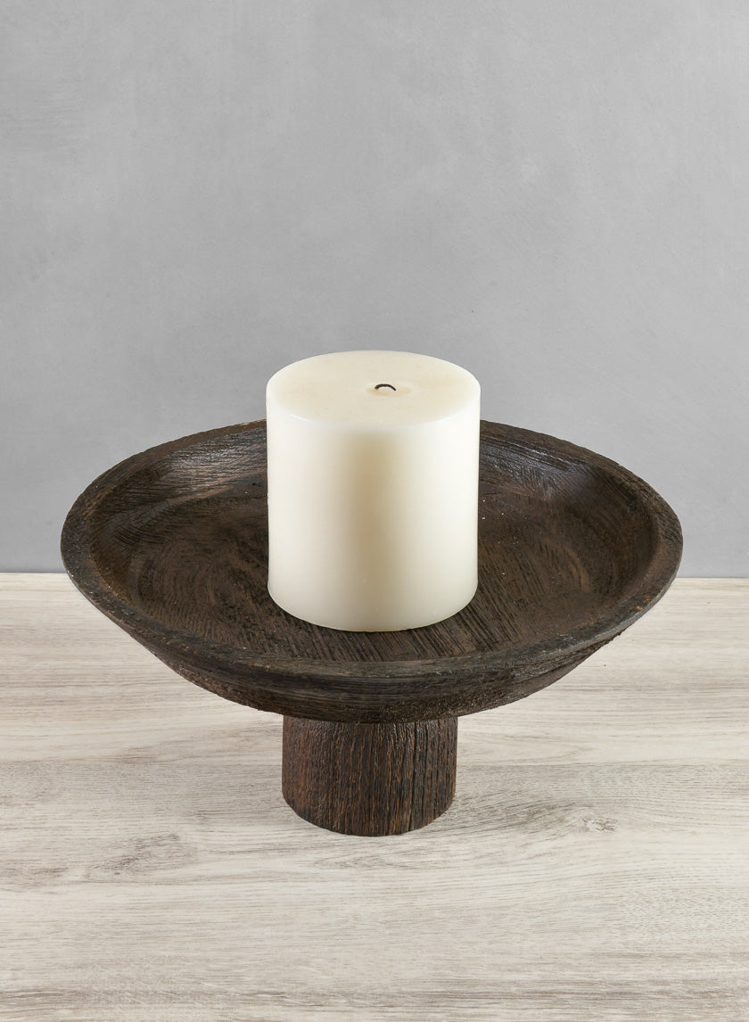 11.5in Wide Banjara Reclaimed Look Black Rugged Wood Plate Stand