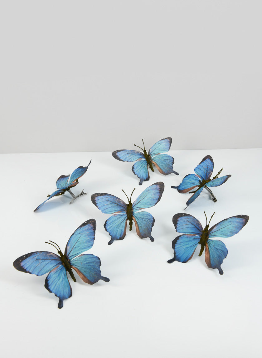 3.5in Long Blue Butterfly Ornament, Set of 6