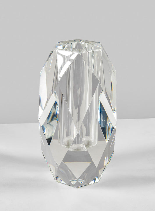 6in Tall Diamond Cut Crystal Glass Vase
