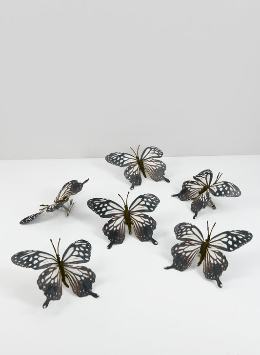 3.5in Long Black Butterfly Ornament , Set of 6