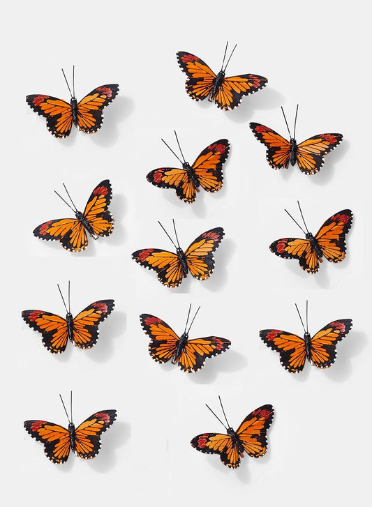 3.5in Long Orange Monarch Butterflies, Set of 12